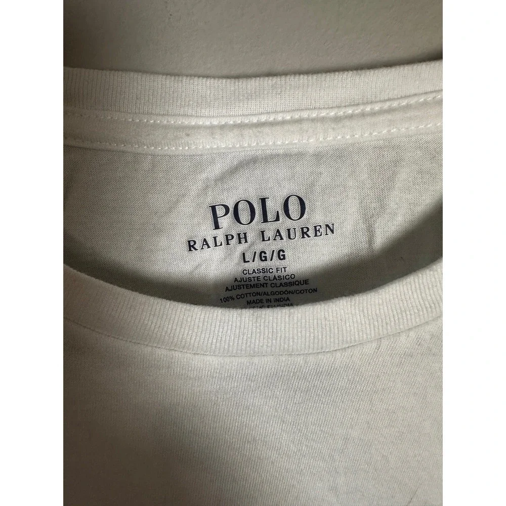 Polo Ralph Lauren Classic Fit Cotton Crew Neck T-Shirt White Large Pony Logo‎